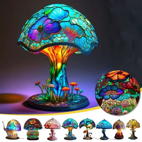 Mushroom table lamps stained - mushroom,