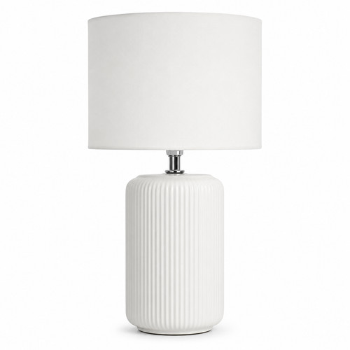 White ribbed ceramic table - white,