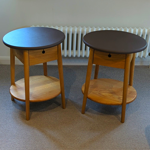 Pair oak brown leather - pair, &