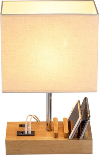 Wooden bedside table desk lamp - table,
