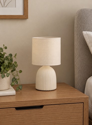 Mini ribbed table lamp cream - ribbed,