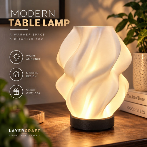 Printed wave lamp table - 3d,